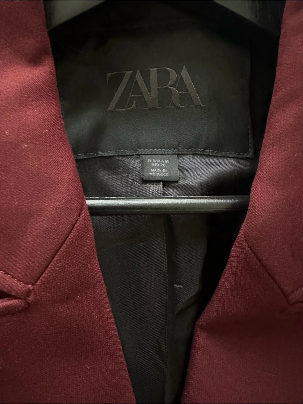 Zara Long Structured Trench Coat in Burgundy